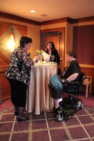 networking at the wine and cheese reception